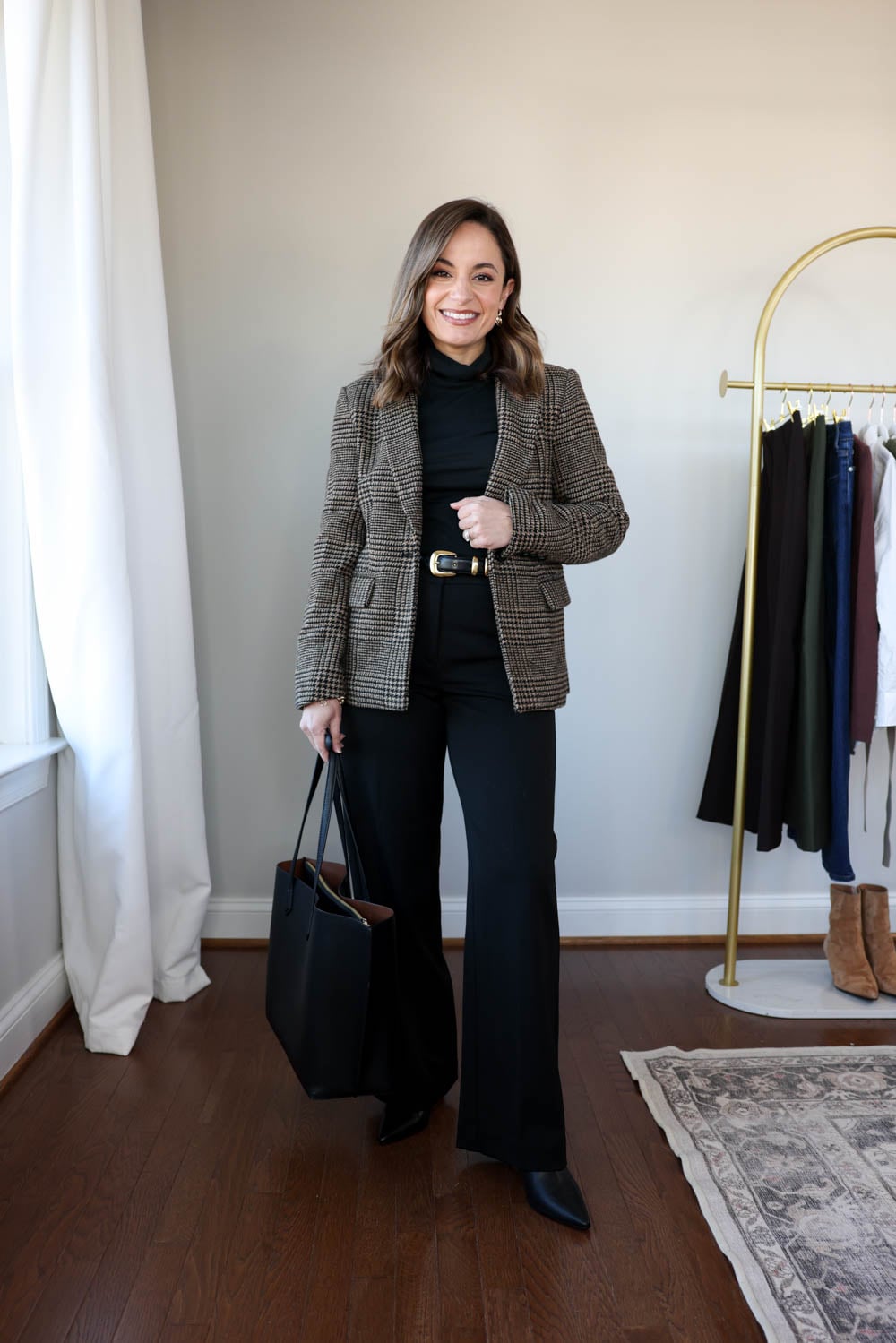 Slim wide-leg pants styled six ways for winter | 2026 winter workwear capsule wardrobe via pumps and push-ups petite style blog 
