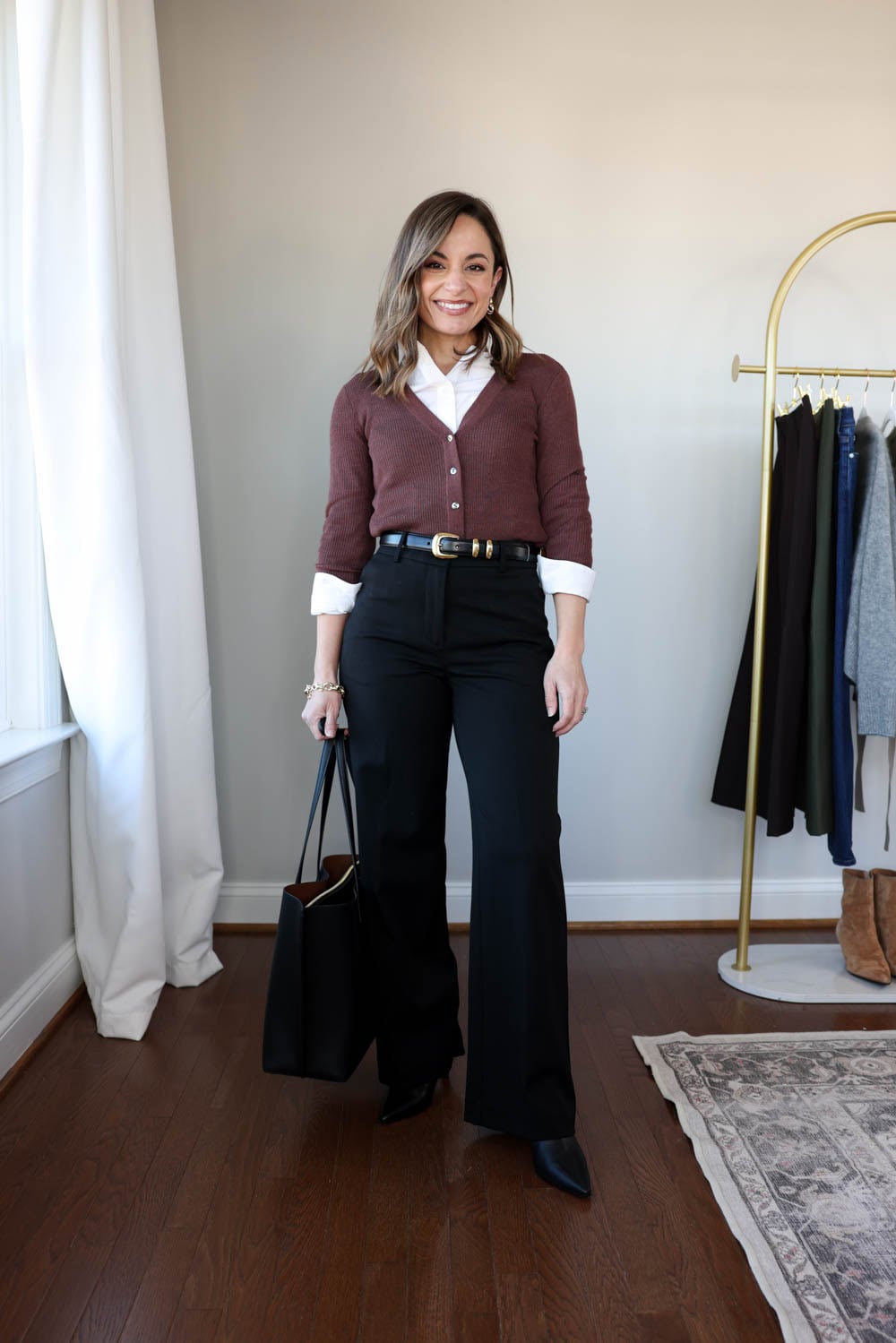 Slim wide-leg pants styled six ways for winter | 2026 winter workwear capsule wardrobe via pumps and push-ups petite style blog 