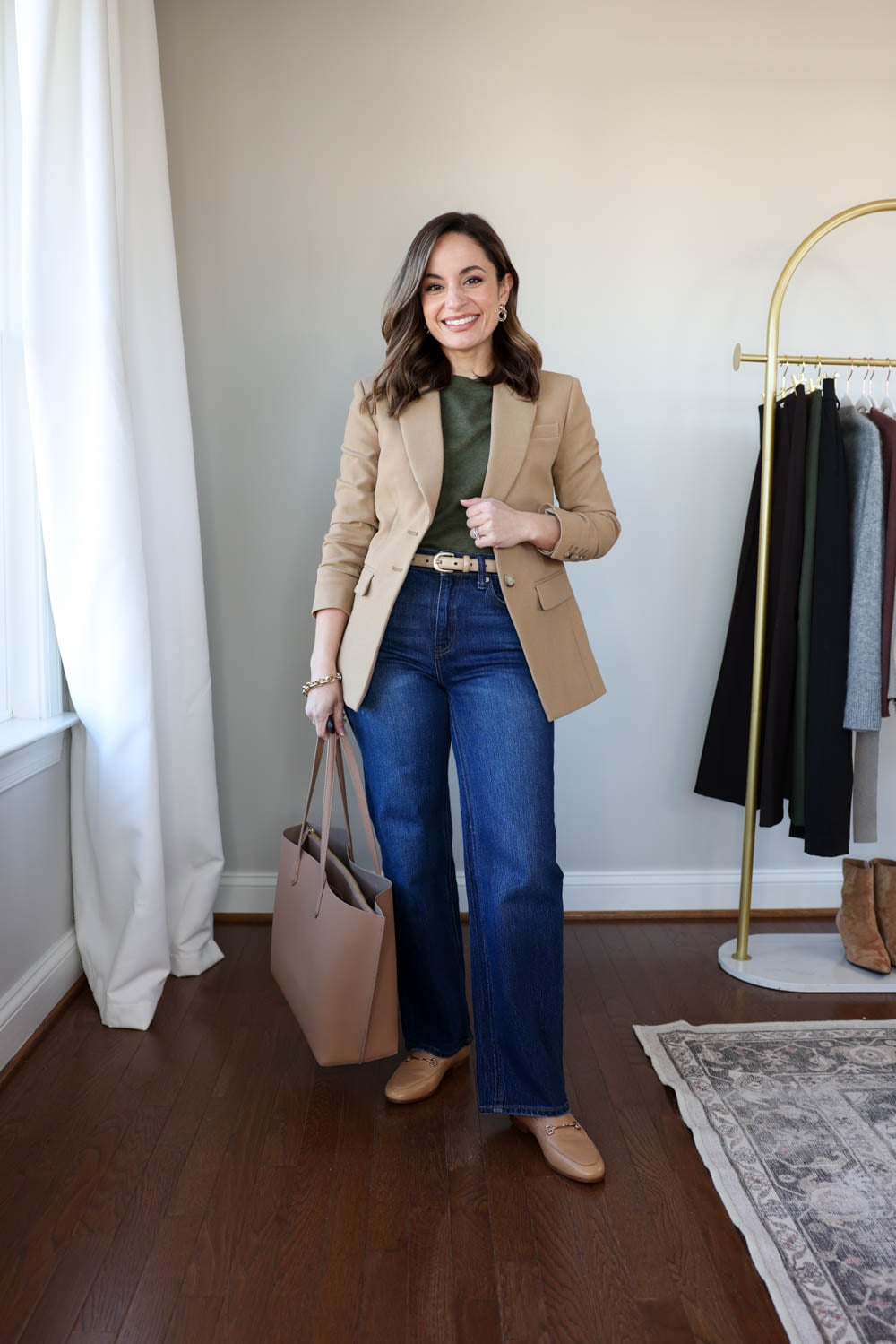 Petite-friendly outfits for work with jeans via the 2026 winter workwear capsule wardrobe by pumps and push-ups blog | petite fashion | petite workwear | outfits for work with jeans 