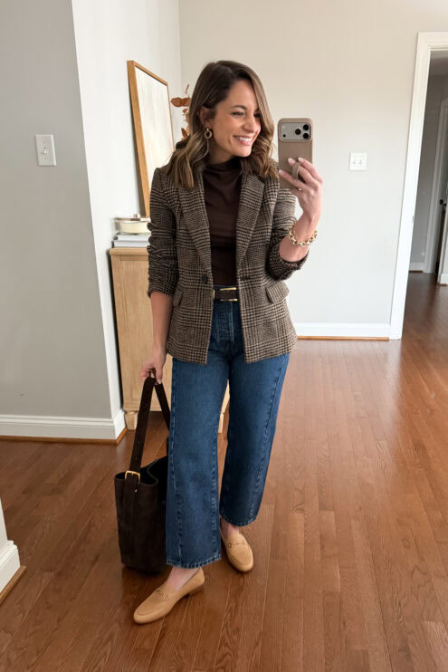 What shoes to wear with barrel leg jeans via pumps and push-ups blog | what shoes to wear with barrel jeans | petite friendly outfits with barrel jeans