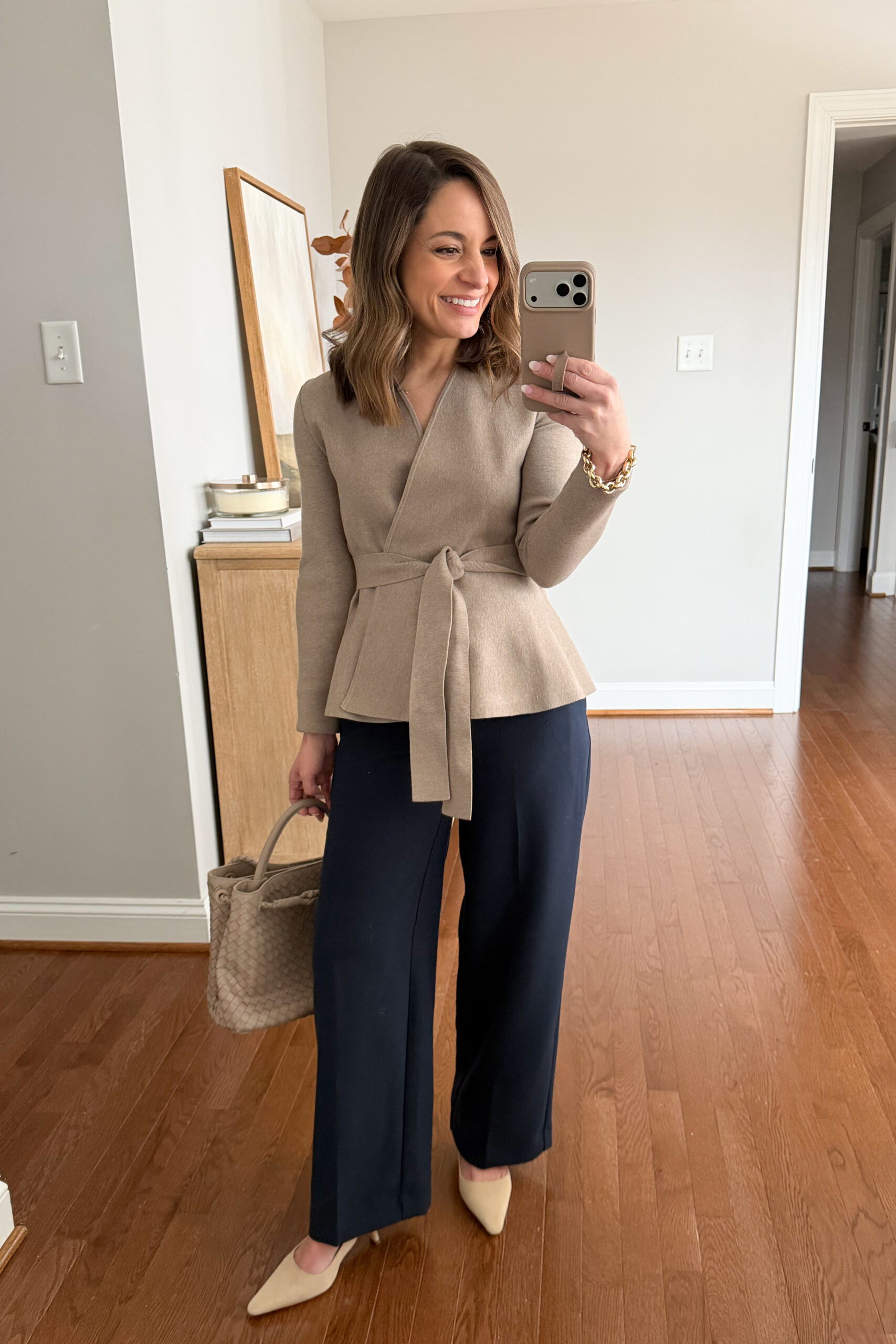 Petite-friendly outfit for work with drawstring pants styled by petite style blogger Brooke of Pumps and Push-Ups | petite drawstring pants | petite pants for work under $50