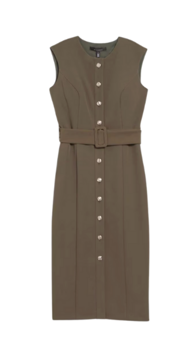 WHBM button midi dress olive green