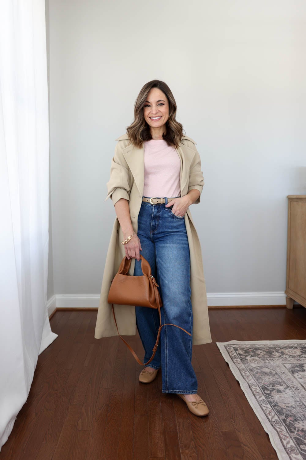 Oversized trench coat from Oak + Fort on petite style blogger Brooke of Pumps and Push-Ups | trench coats on a petite frame 