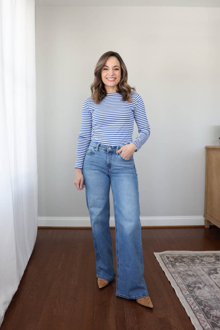 Petite-friendly light wash jeans | spring jeans | petite jeans | Quince jeans