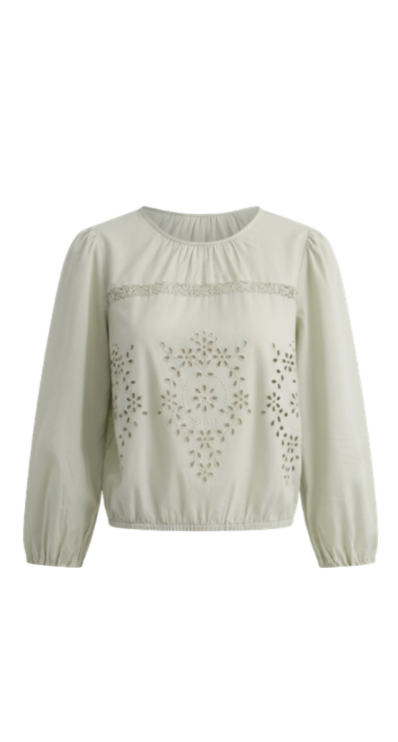 LOFT mint green eyelet blouse