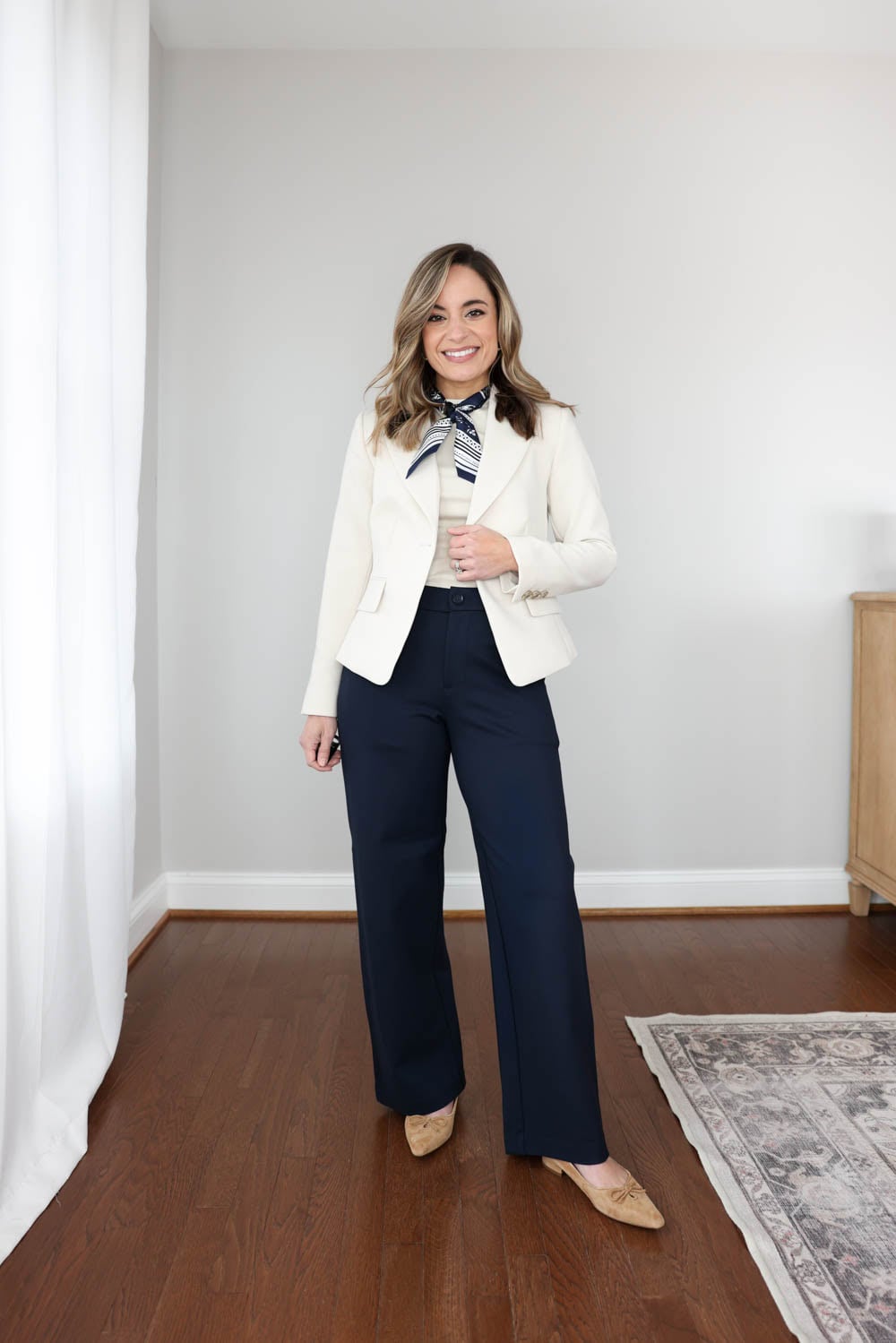 Petite workwear capsule wardrobe with 10 pieces styled into 15 office outfit ideas