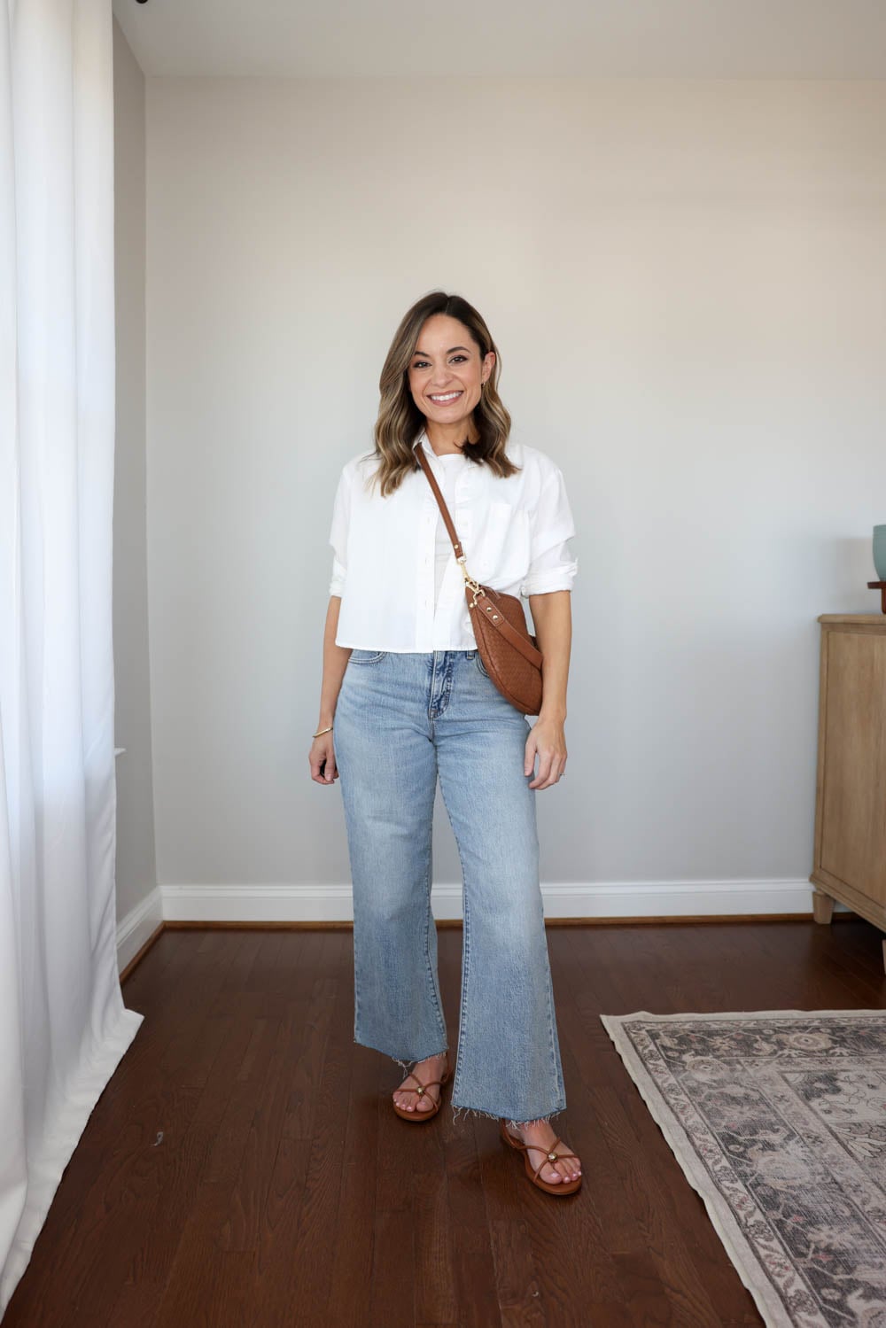 petite spring outfit from a 10-piece capsule wardrobe
