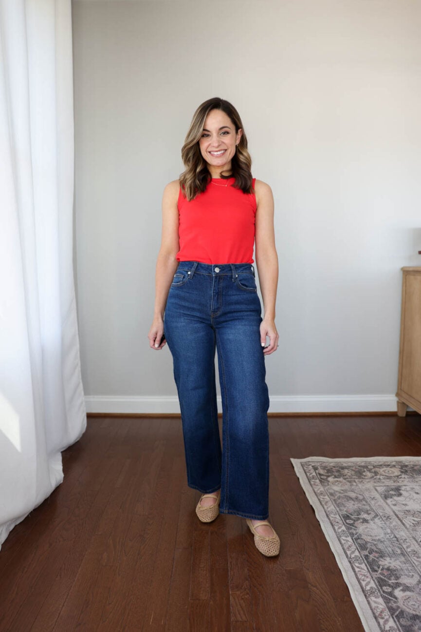 Quince Relaxed Straight Jeans put through a wash and wear test | petite-friendly jeans | budget friendly jeans | organic cotton jeans
