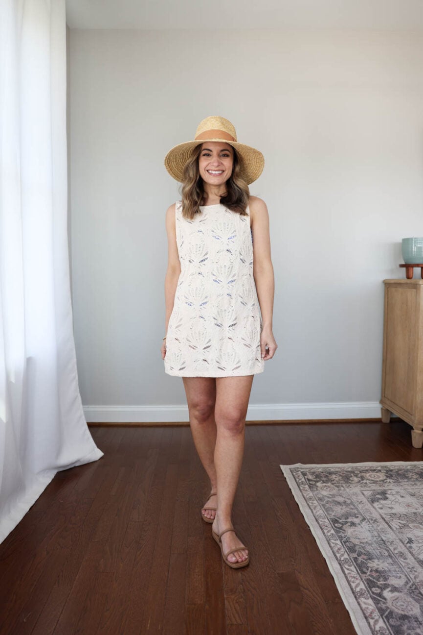 Petite-friendly swimsuit cover up | waterproof sandals | crocs miami two strap 