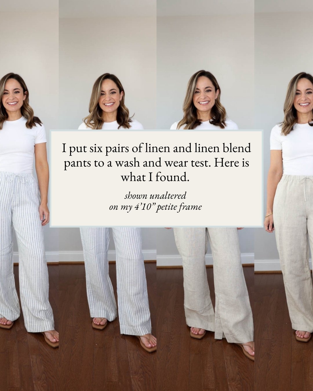 Petite linen pants wash and wear test - pumps and push-ups blog | I put six pairs of linen pants to a wash and wear test, here is what I found
