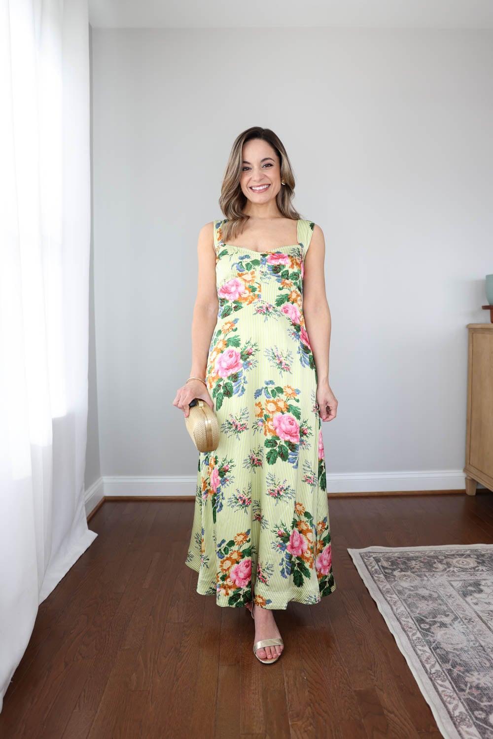 Petite-friendly wedding guest dresses | Jocelyn dress from Maeve on a petite frame | petite-friendly event dresses