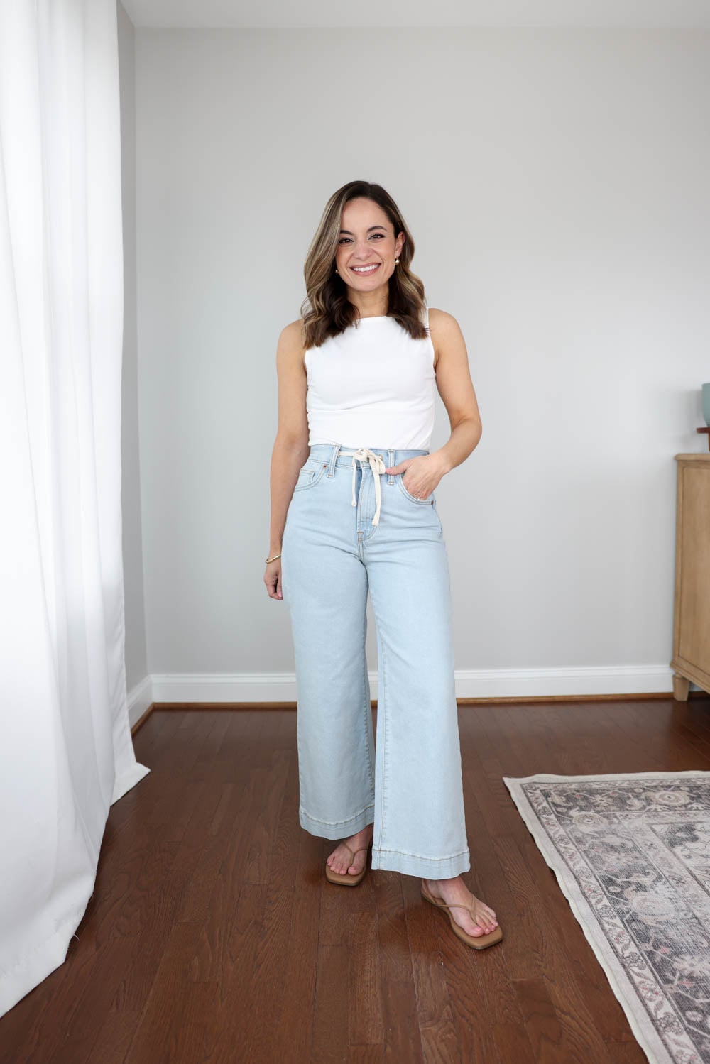 Petite-friendly drawstring jeans for petites | summer jeans for petites