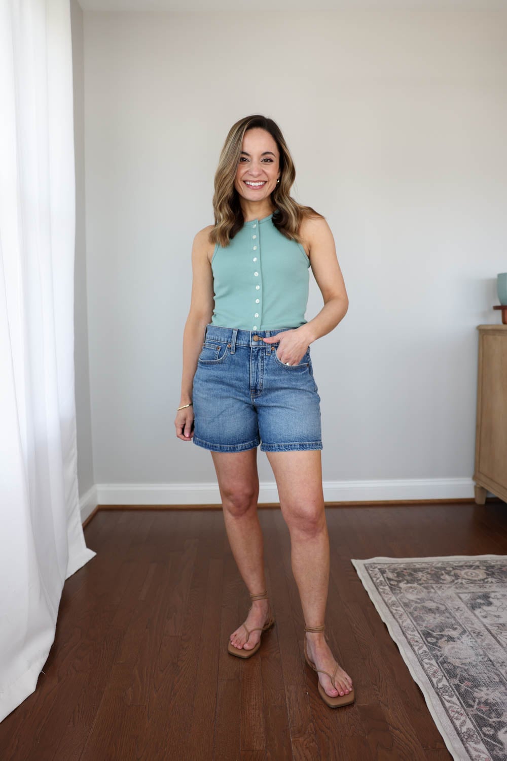 Mid-length shorts for petites | denim shorts with a mid-length | petite-friendly denim shorts | comfortable denim shorts 