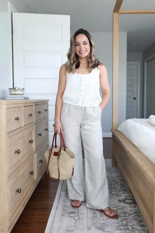 Petite-friendly outfit ideas with linen pants | summer outfits with linen pants