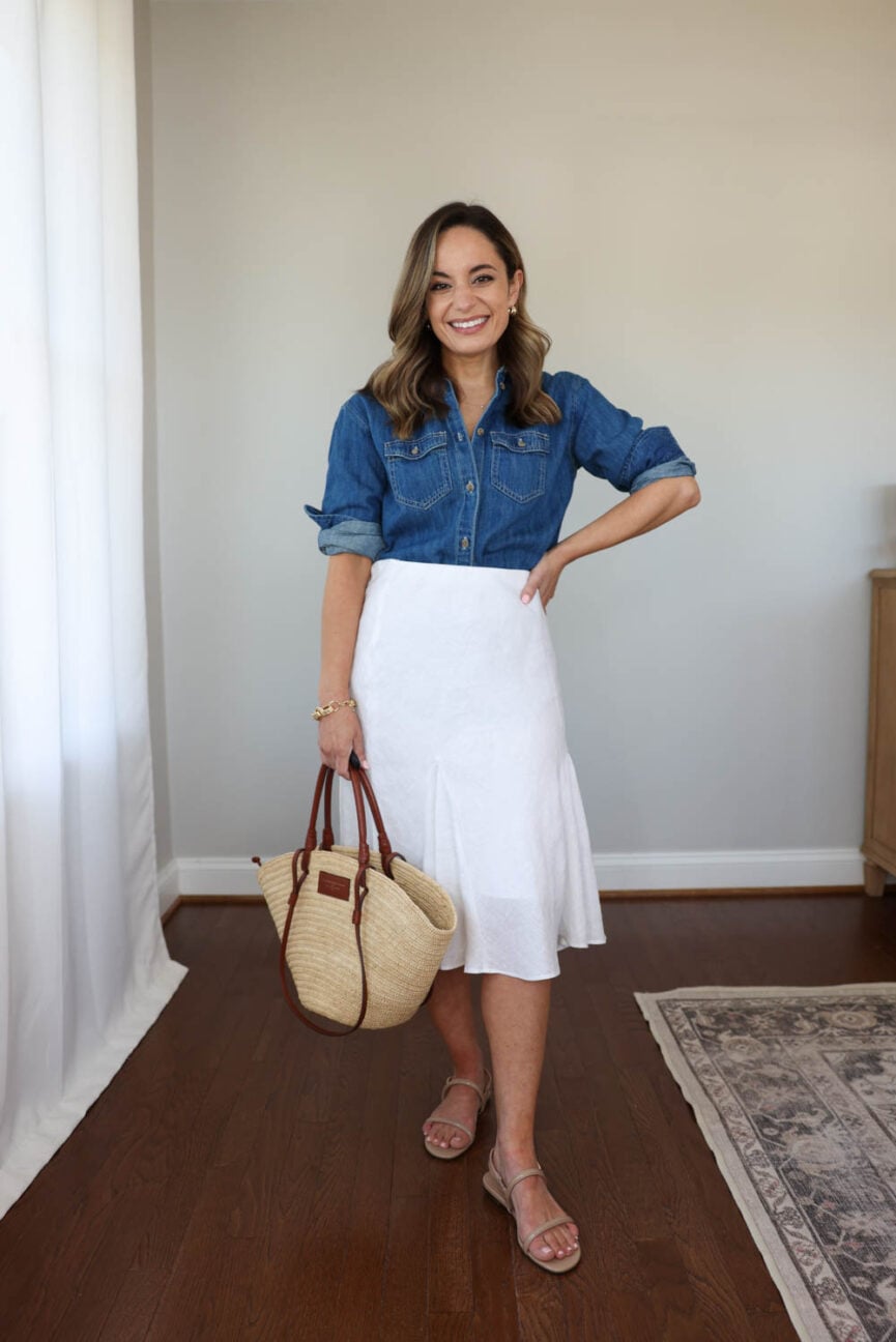 A petite-friendly mini capsule for summer with polished outfits | 10 items 20 outfits for summer for petites | travel capsule wardrobe with polished outfits 