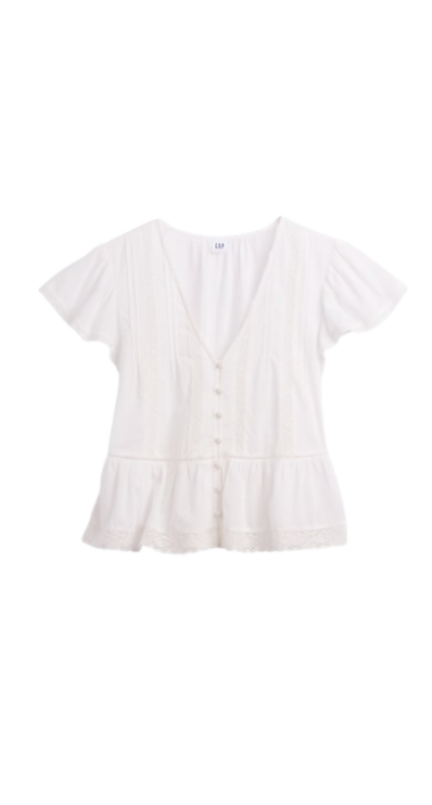 Gap white flutter sleeve top