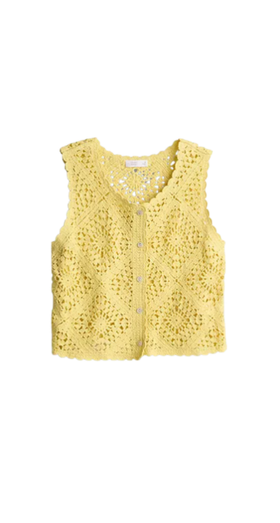 Kohl's yellow crochet tank top petites
