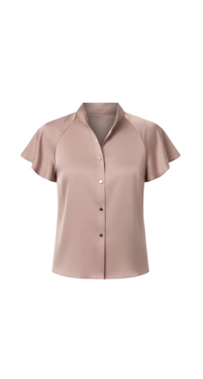 Satin short sleeve shirt in light pink