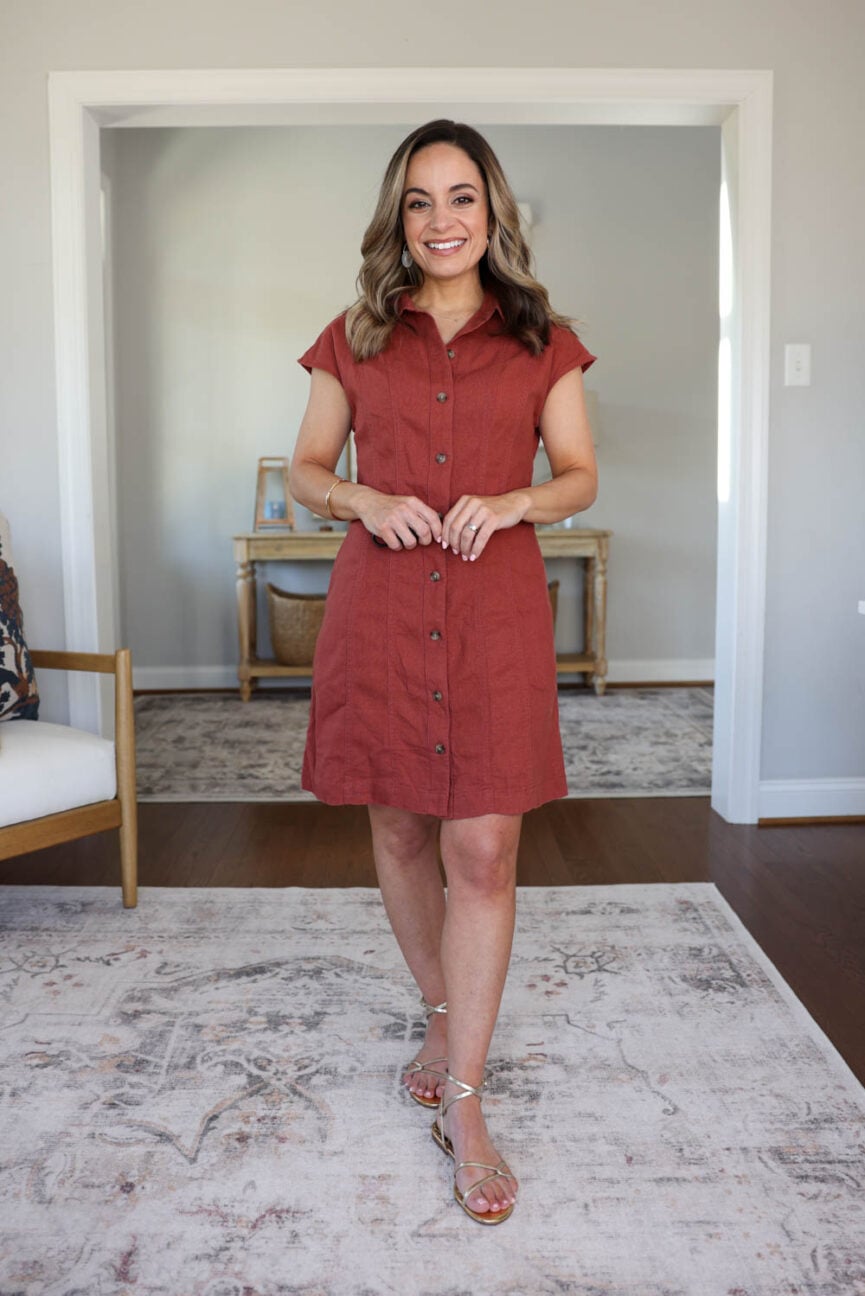 Petite-friendly linen blend dress from Target | budget friendly dresses | petite fashion