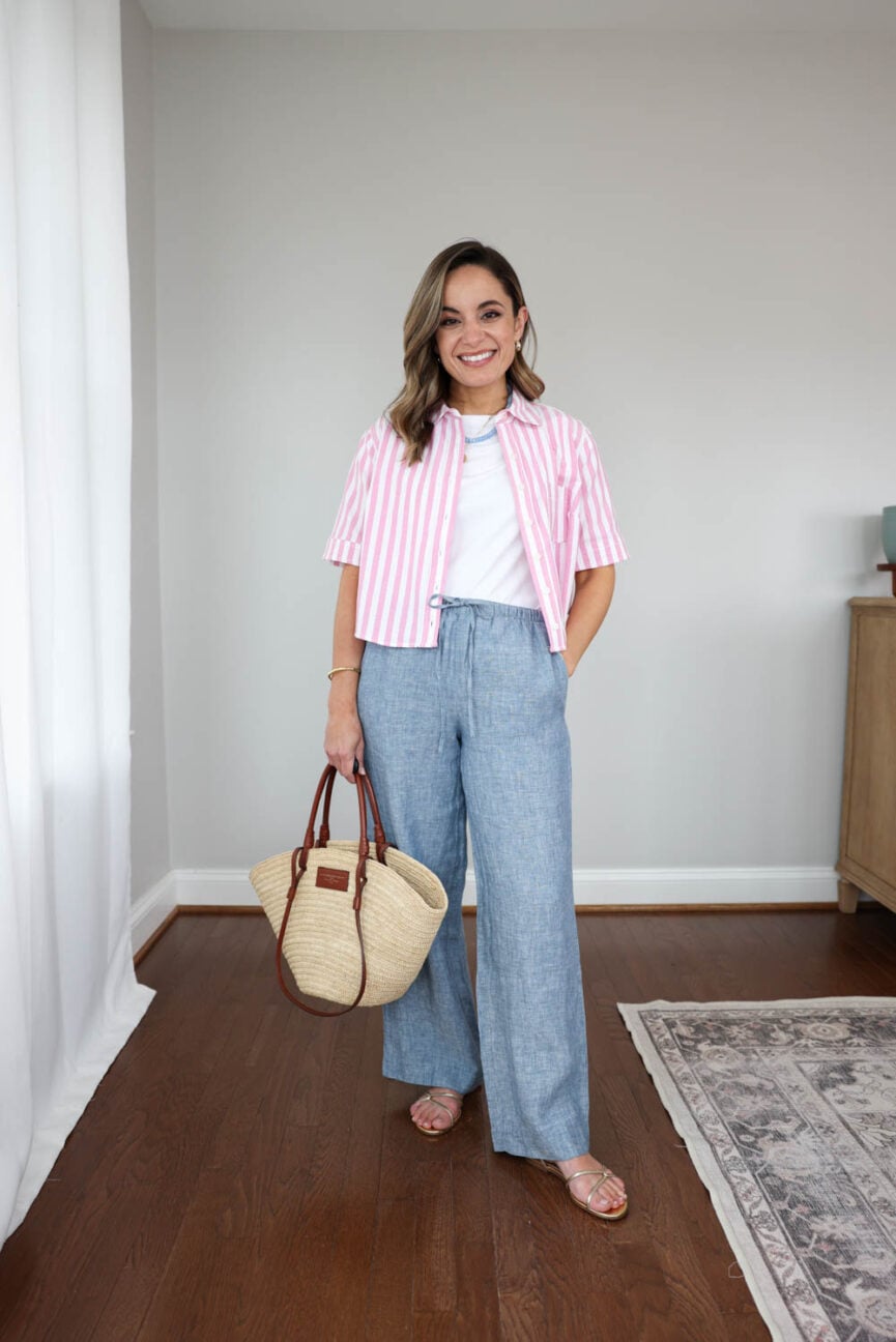 Petite-friendly mini capsule for summer with 10 items and 15 outfits | simple summer outfits | petite-friendly capsule wardrobe 