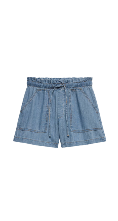 Drawstring denim shorts for petites