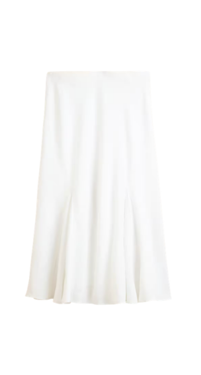 Flounce white skirt in linen