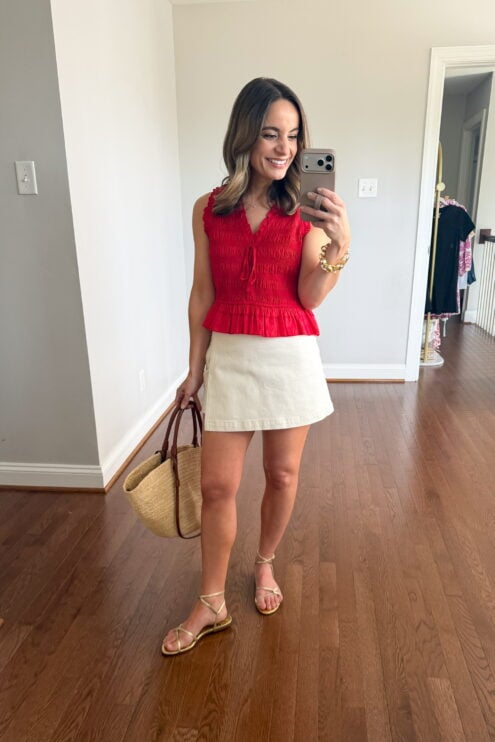 Casual summer outfit for petites in red