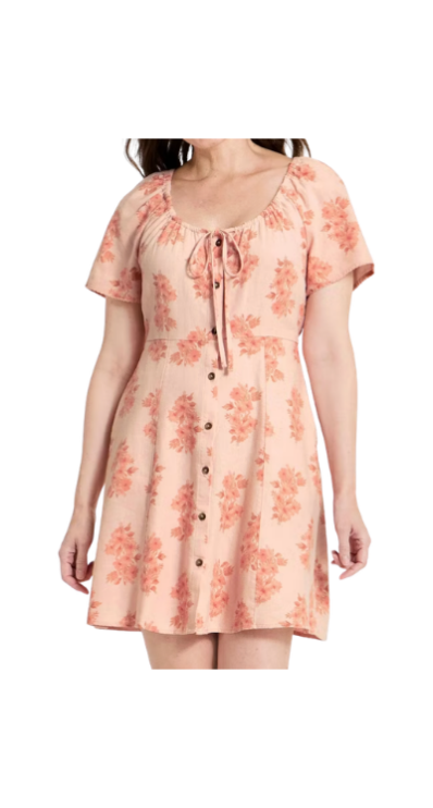 Target pink floral dress petite-friendly