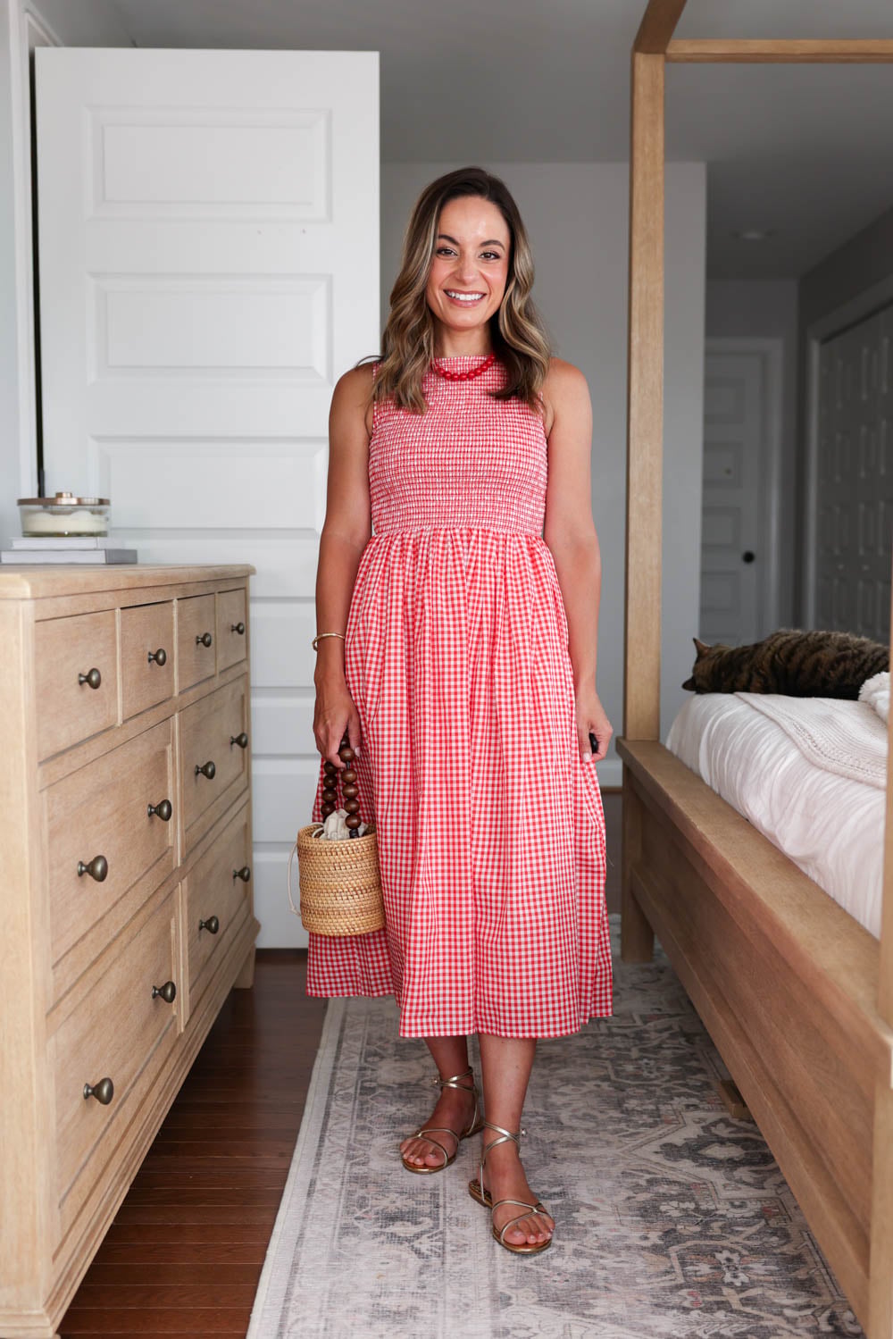 Petite-friendly gingham dress | midi dresses for petites | cotton dresses for petites