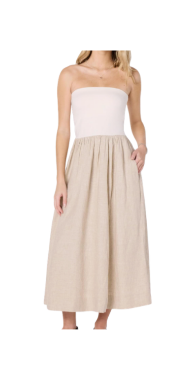 Amazon strapless dress neutral