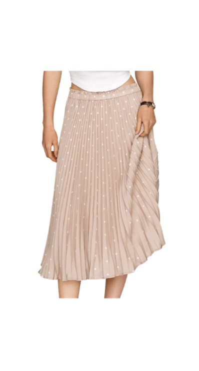 Anthropologie pleated polka dot skirt petite-friendly