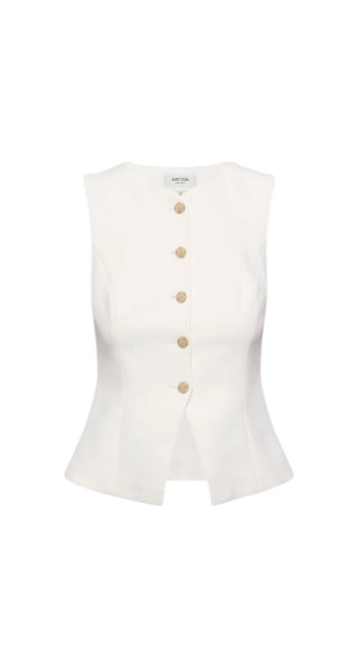 Aritzia button up vest in white
