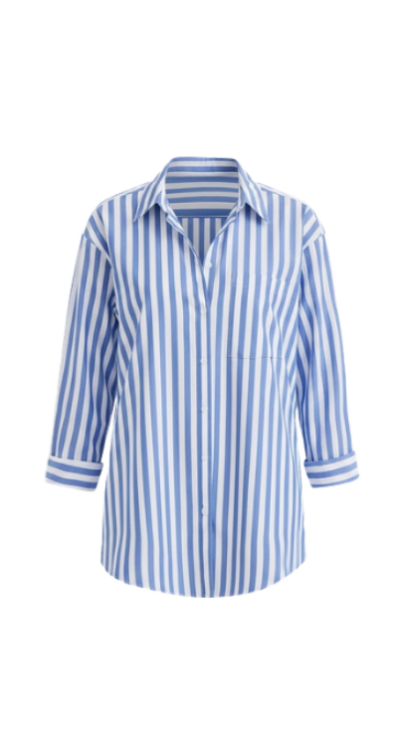 Blue and white striped poplin top from LOFT
