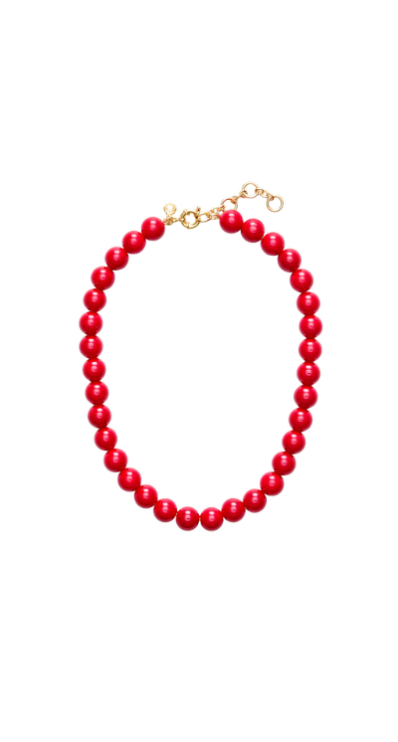 Chunk beaded necklace red