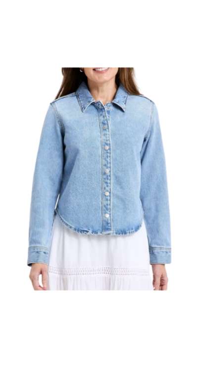 Light wash long sleeve denim shirt Target petite-friendly