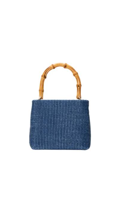 Navy raffia handbag