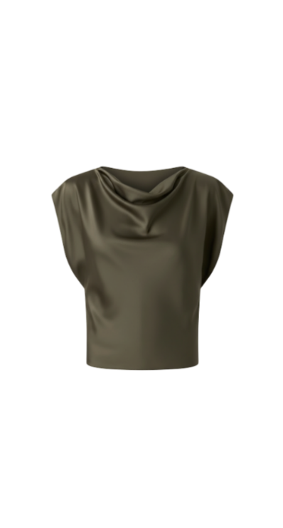 Satin green top for petites