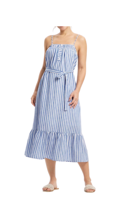 Blue and white striped midi dress Target