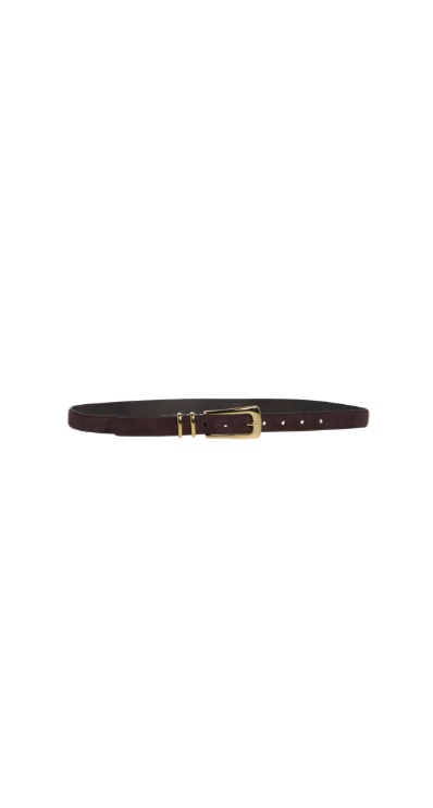 Elongated suede belt in brown