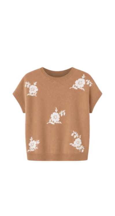 LOFT camel short sleeve top for petites