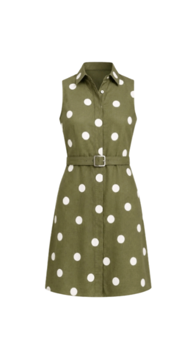 LOFT olive green polka dot mini dress