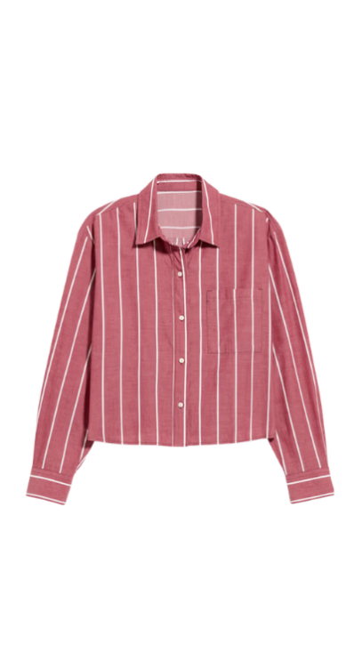 Old Navy striped cropped button down top