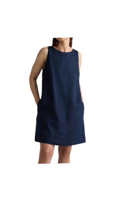 Quince navy european linen mini dress