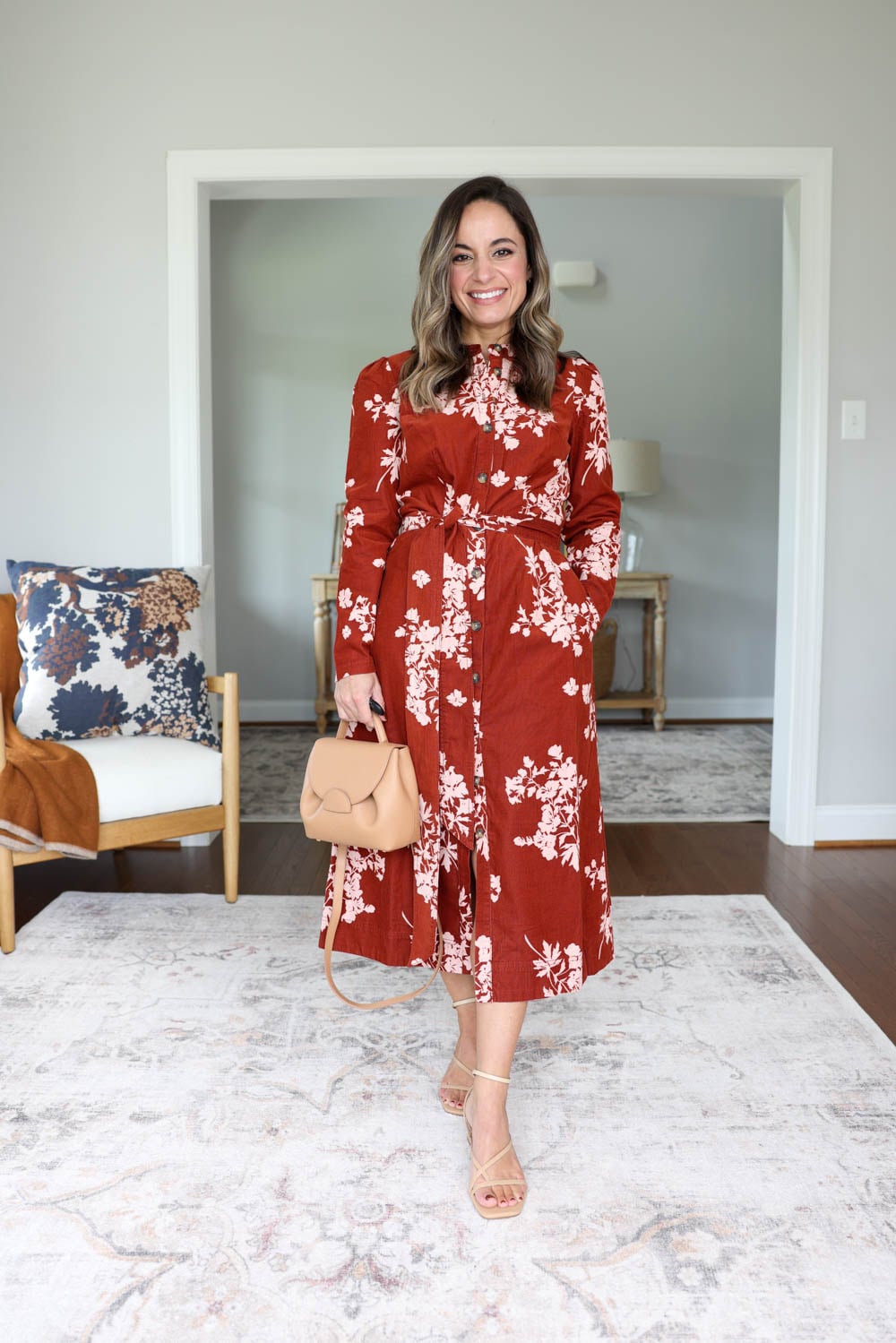 Petite-friendly fall dresses | corduroy dress for petites | family fall photo dress