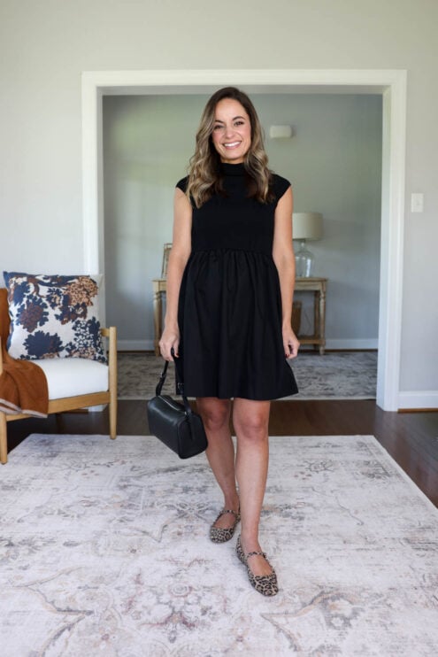 Black dress for fall for petites via pumps and push-ups blog | little black fall dress
