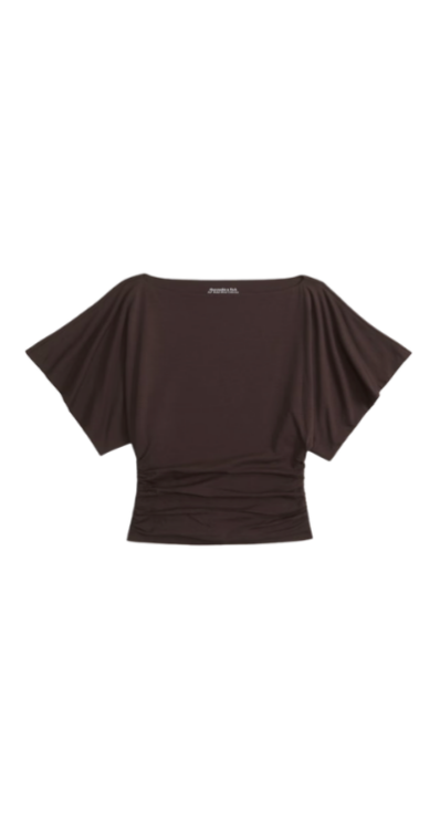 Abercrombie flutter sleeve brown top