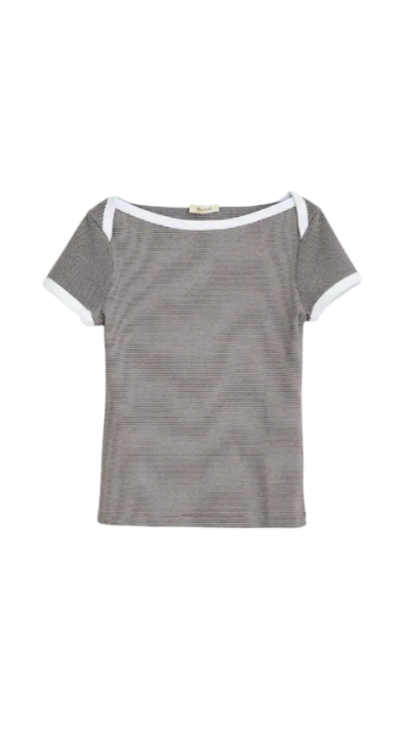 Casual striped short sleeve top petite friendly