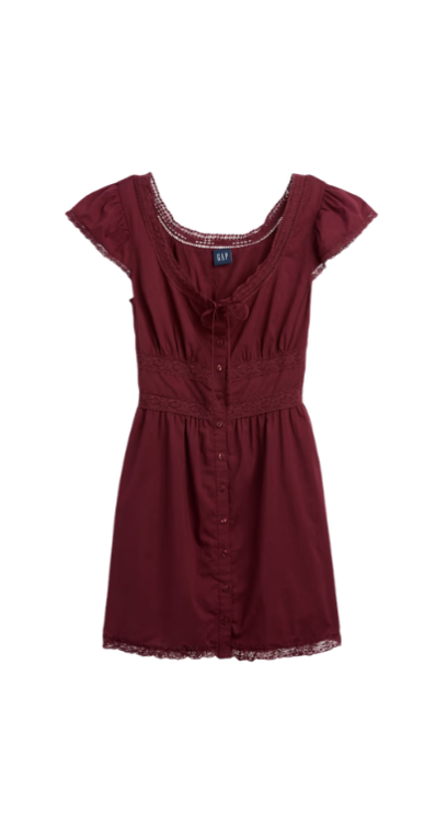 Gap burgundy mini dress petite friendly