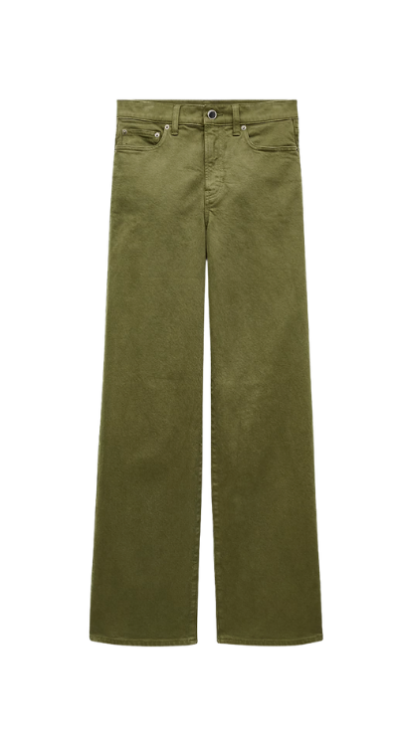 J.Crew green slim wide leg pants