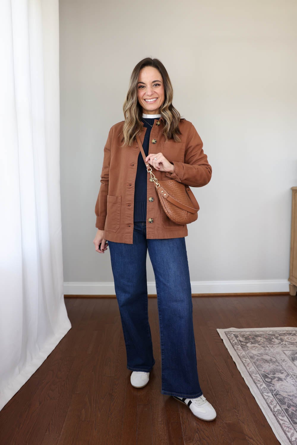 Petite-friendly fall jackets | Quince organic cotton chore jacket on a petite frame | three field and chore jackets to try for petites